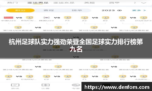杭州足球队实力强劲荣登全国足球实力排行榜第九名